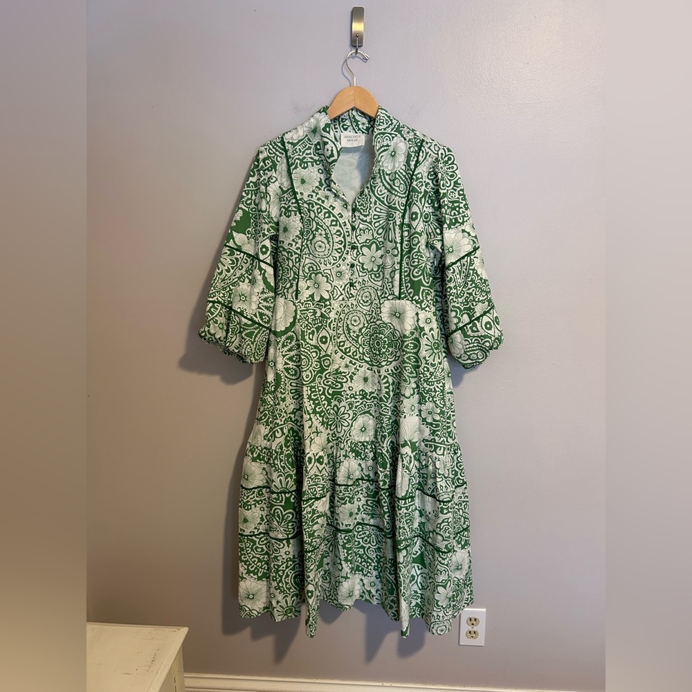 Tuckernuck Hyacinth House Hillsborough Midi Dress in Green Floral size Large (L) - Picture 2 of 8